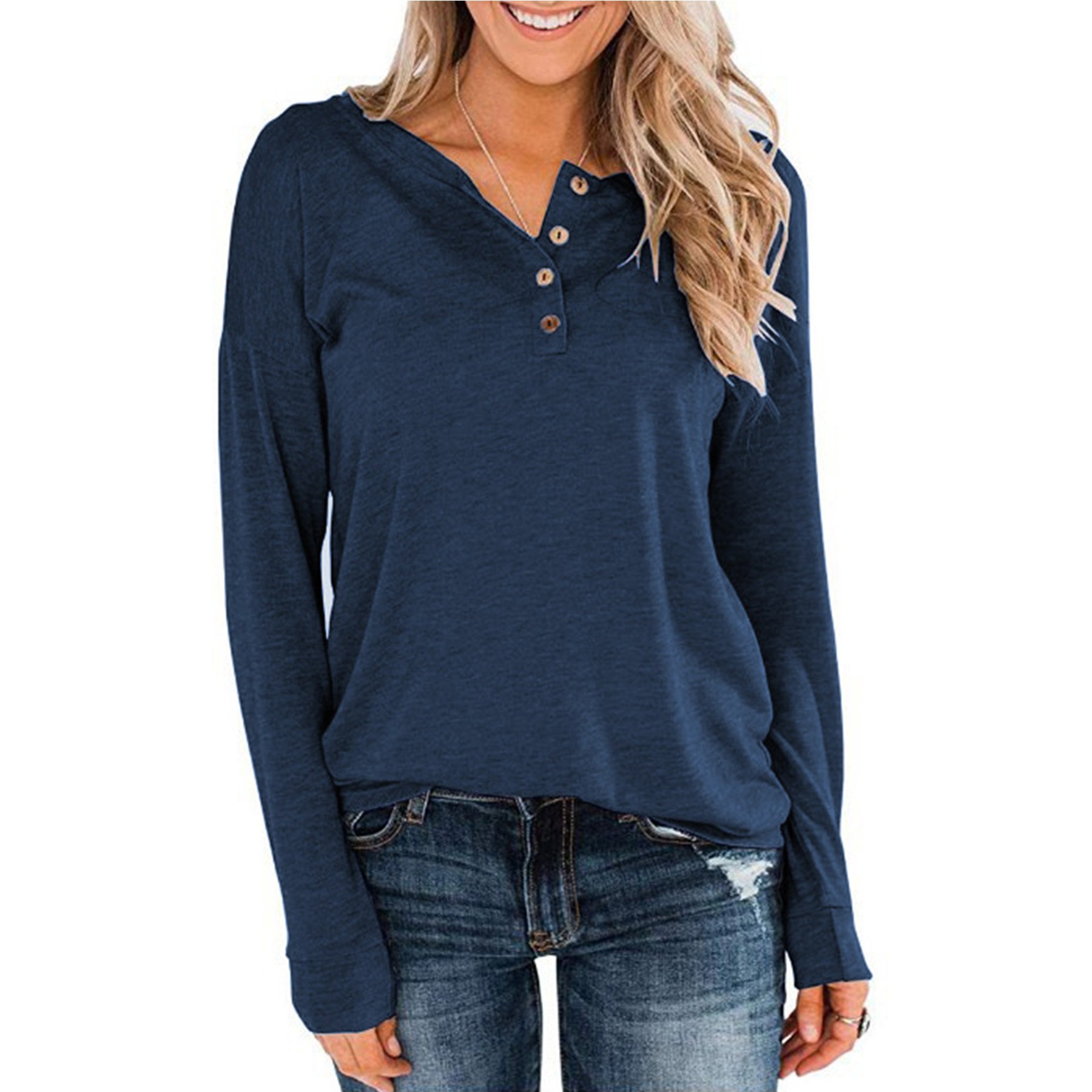 Women's Long Sleeve Henley 5
