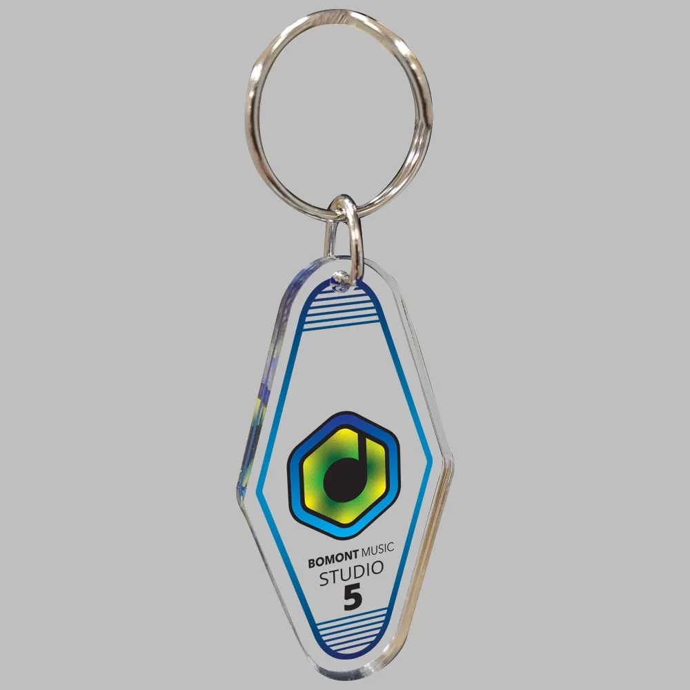 1/4" Vintage Clear Acrylic Motel/Hotel Key Chain 1
