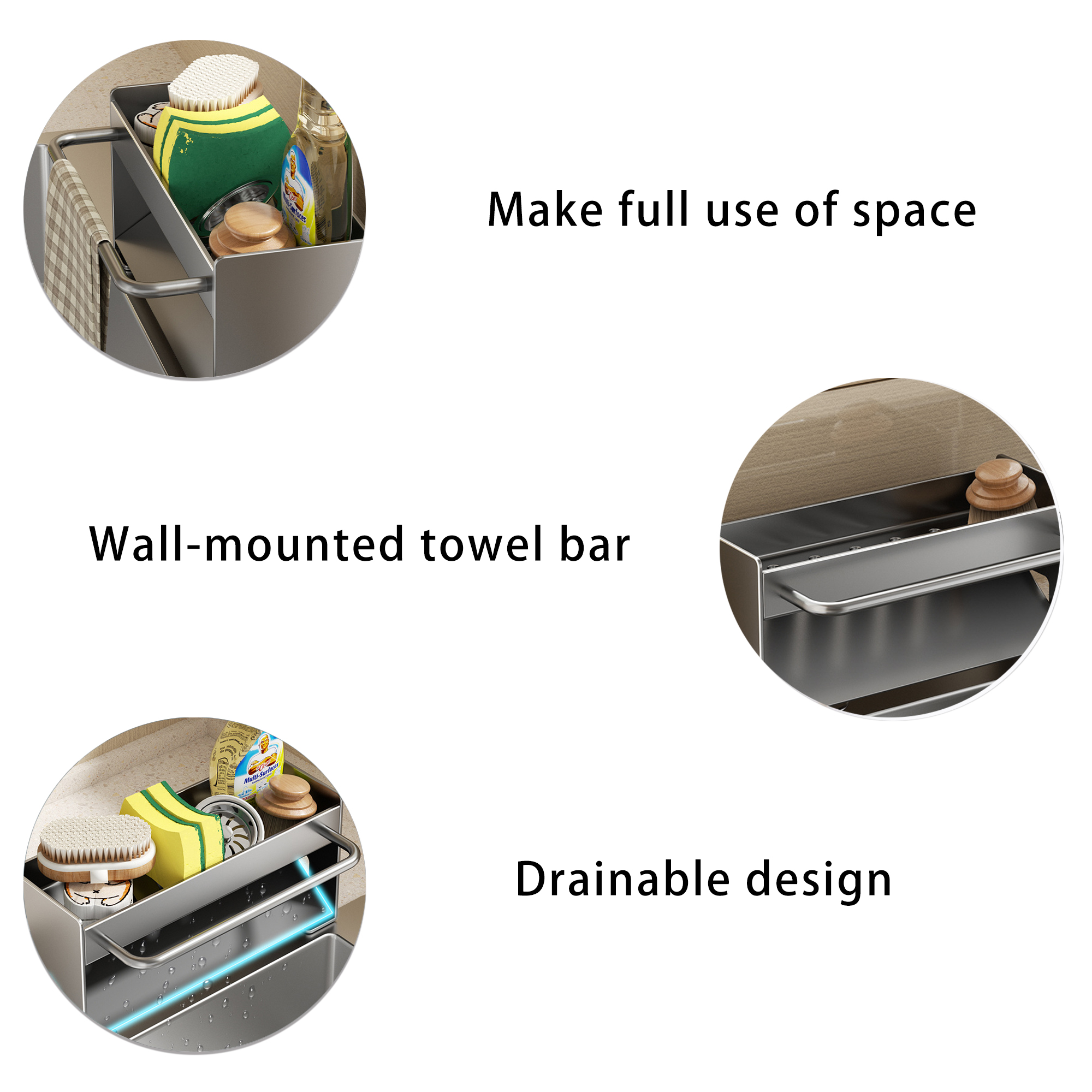 Floor-Standing Countertop Drain Rack for Sink Rags & Wipes 4