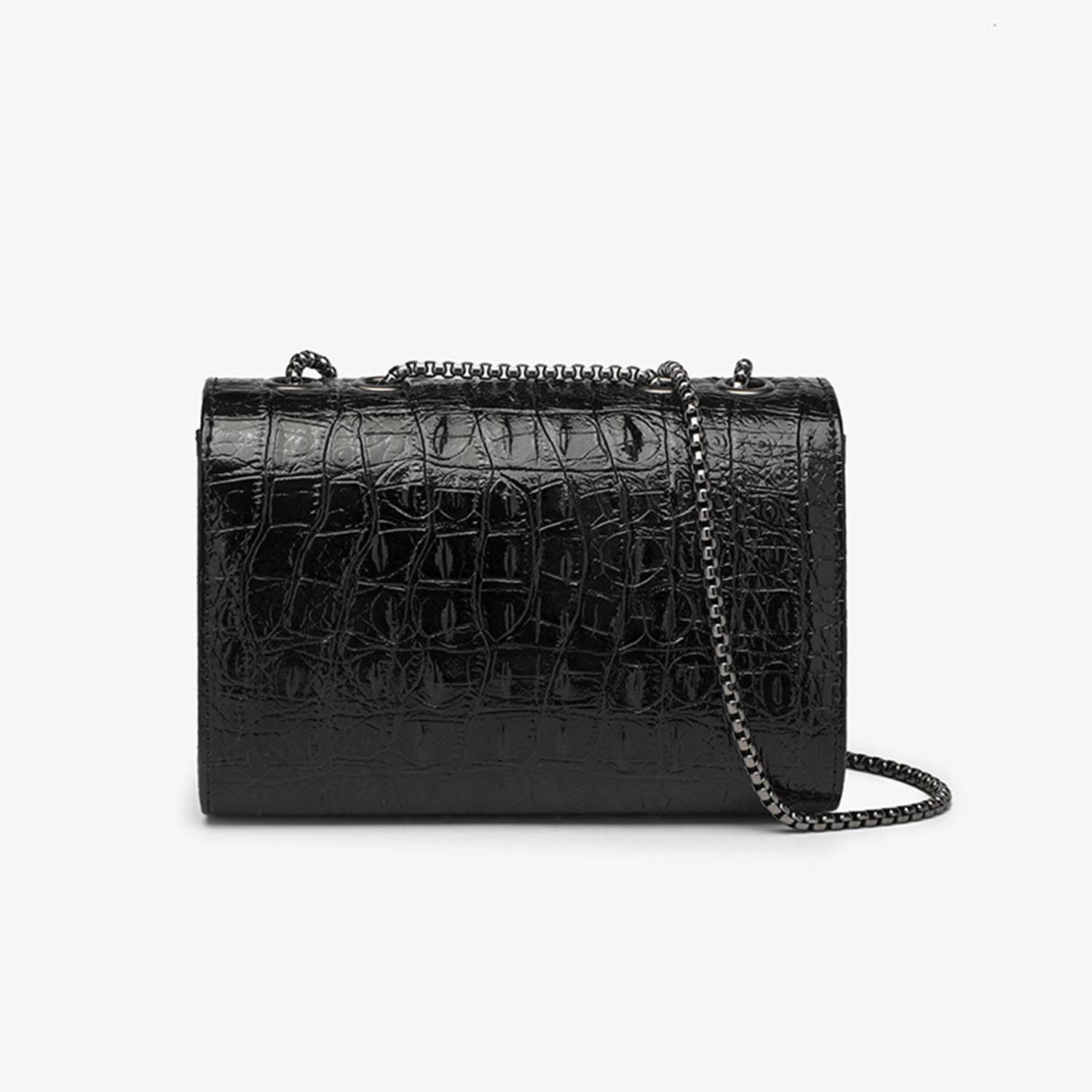PU Women's fashion black cowhide chain tote bag 4