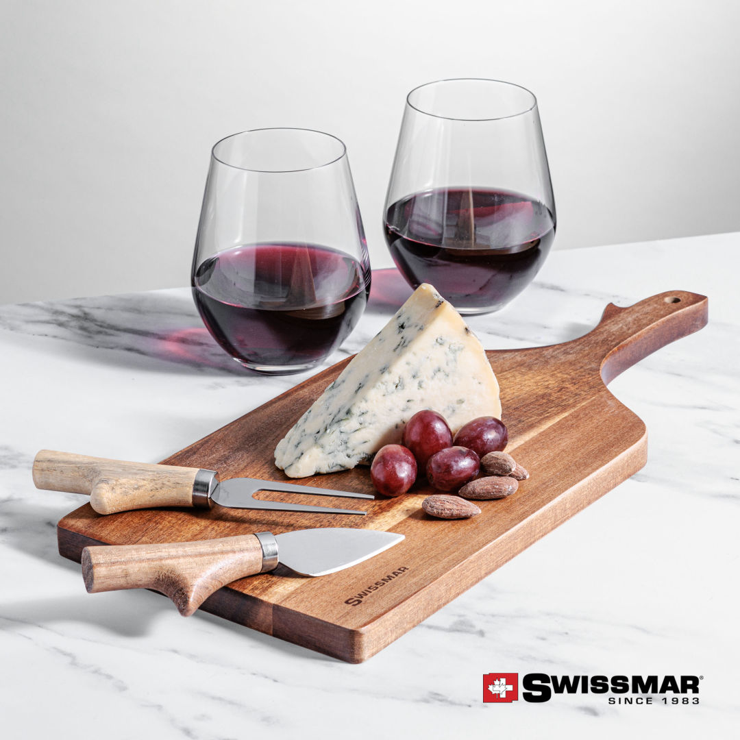 Swissmar® Paddle Board & 2 Reina Stemless Wine 6