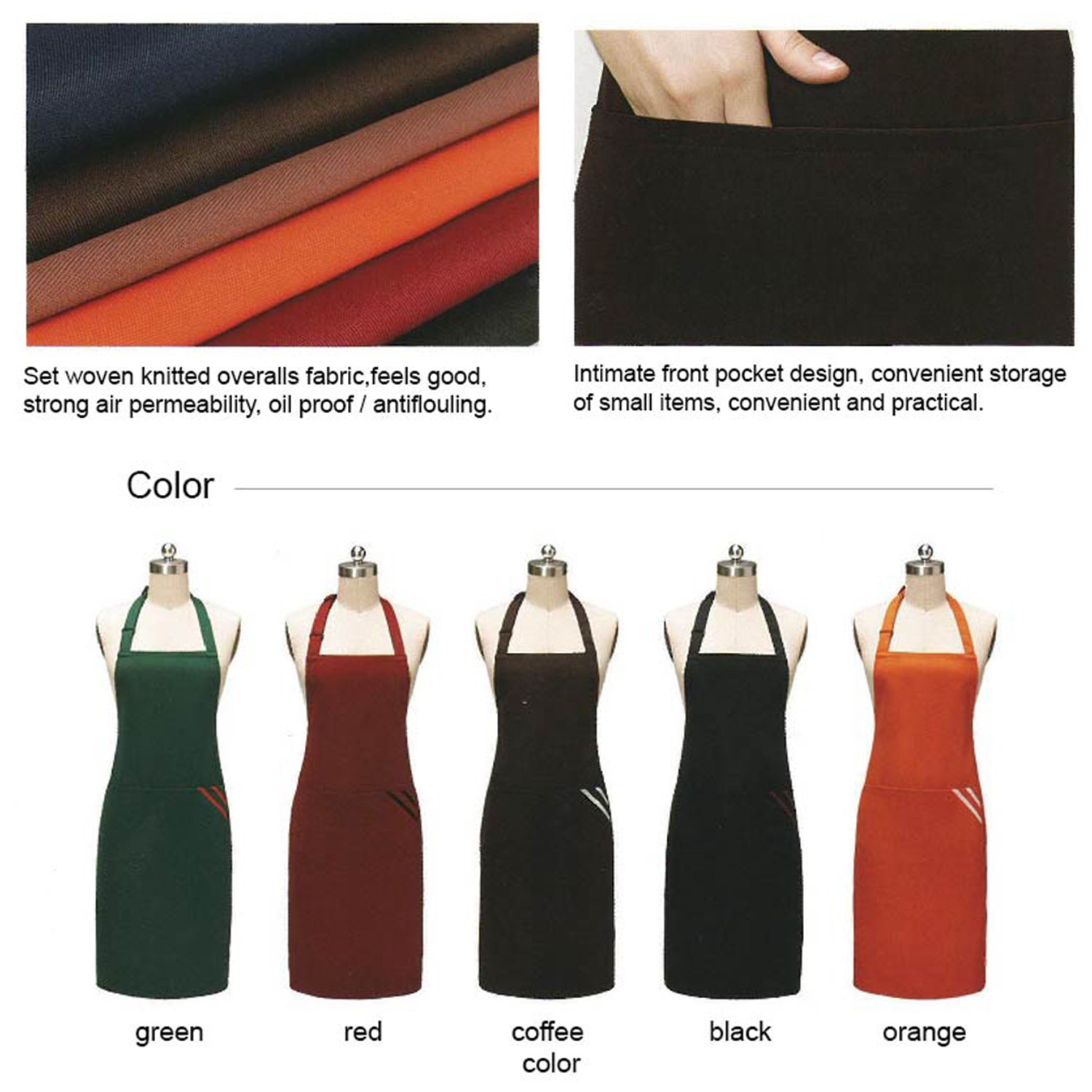 12 oz. Woven knitted Kitchen Aprons w/ 2 Pockets with accent 7