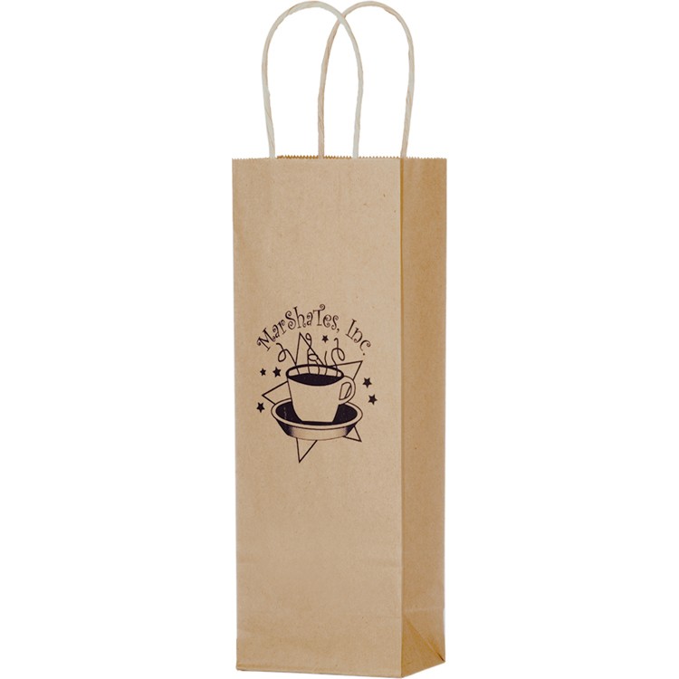 Natural Kraft Paper Shopper with Twisted Paper Handles - Wine/Take-Out Bag 2