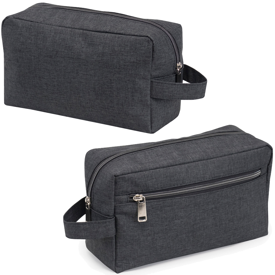 Heathered Dual Zipper Polyester Toiletry Bag 2