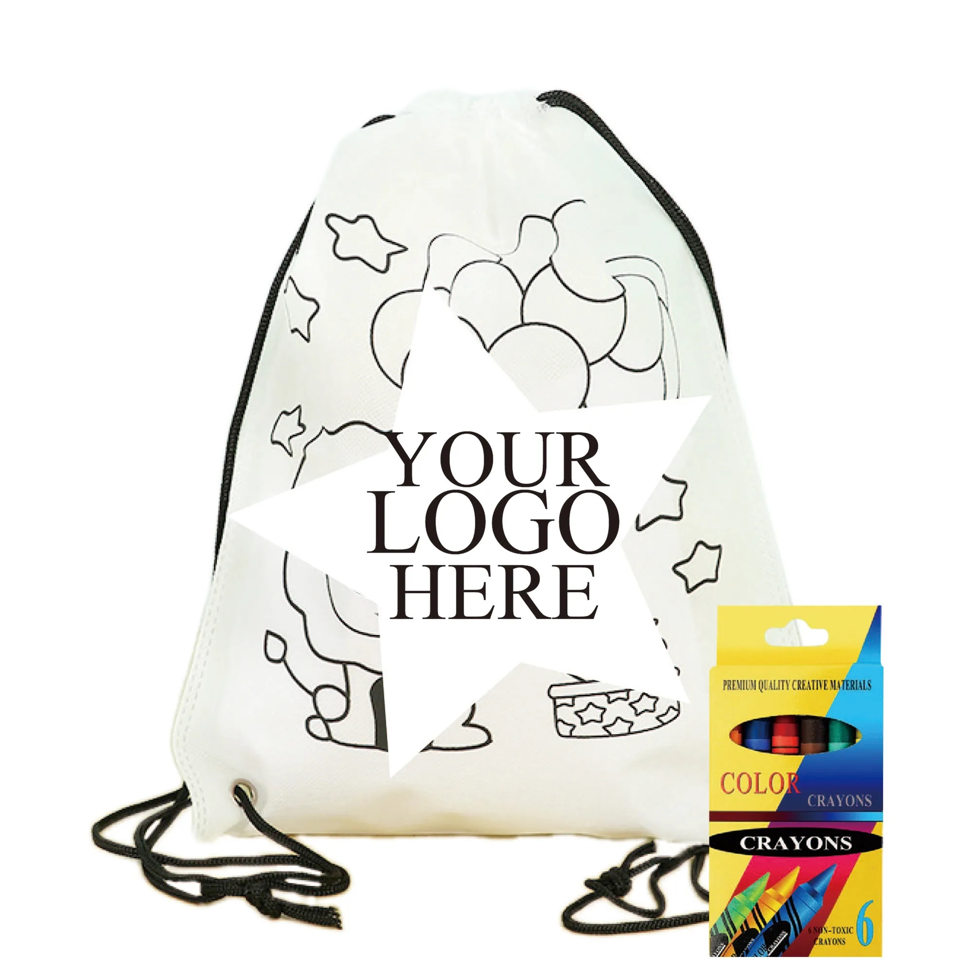 Custom Graffiti Non-Woven Coloring Drawstring Bag 2