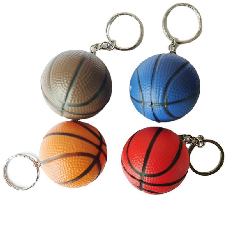 Mini PU Basketball Stress Relaxable Ball w/Key Chain 4