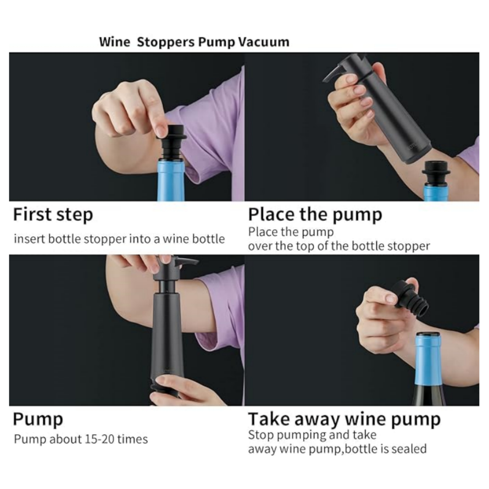 Wine Saver Pump With 4 Vacuum Stopper 3