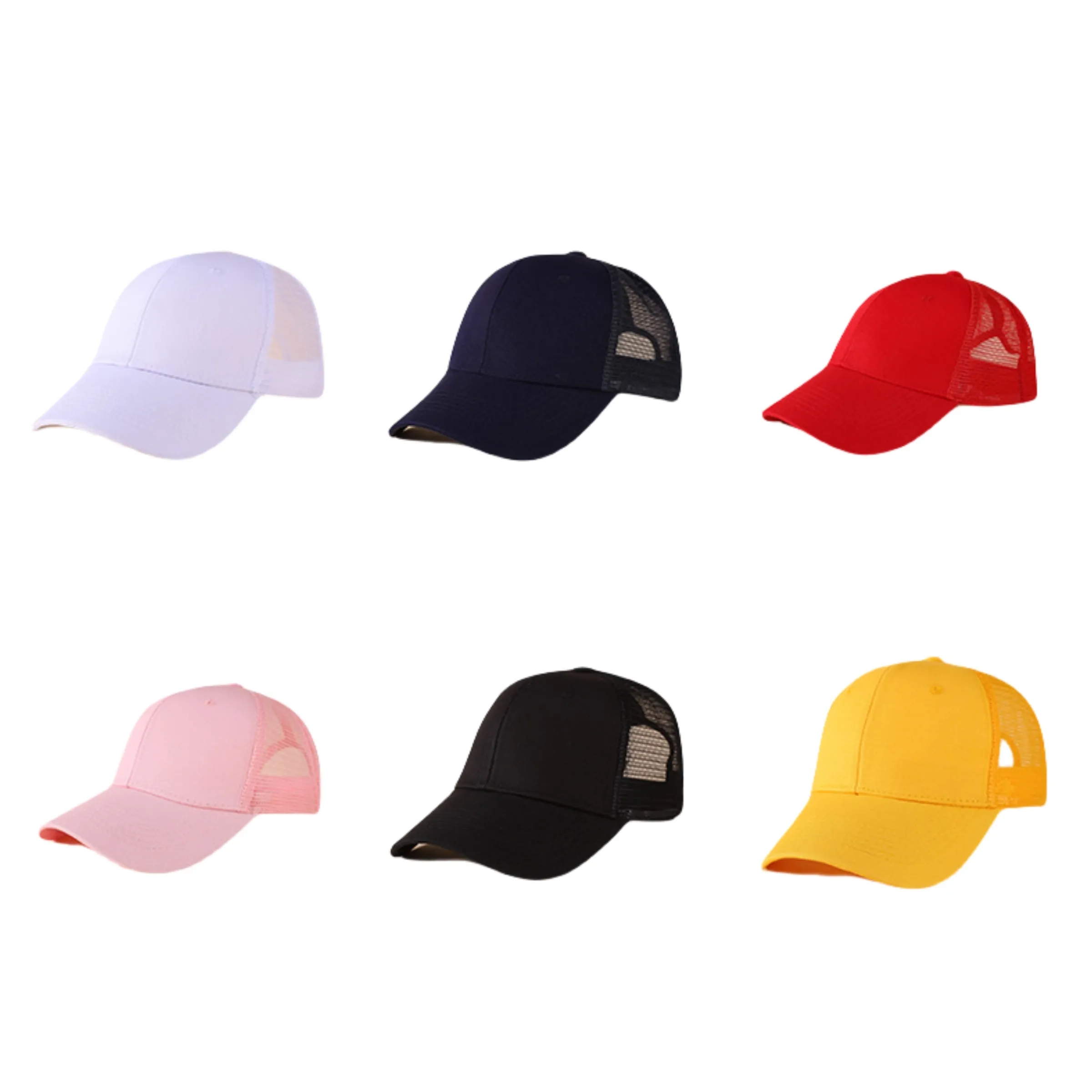 Cotton 6 panel structure semi-net truck cap 12