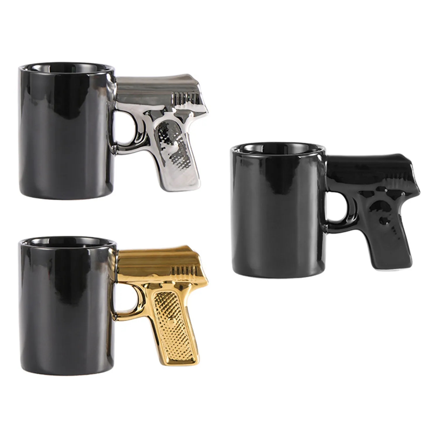 Ceramic Cup Gold Silver Pistol Mug 4