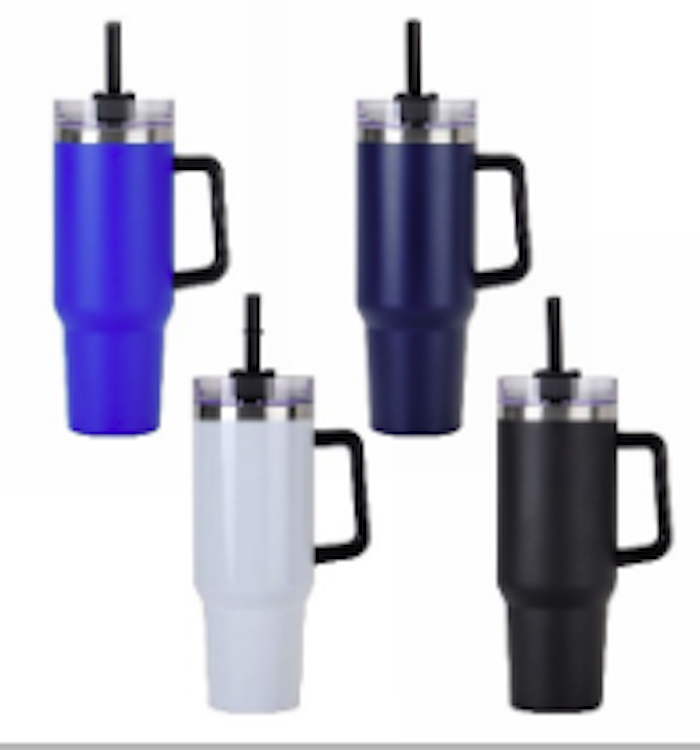 Endura 40 oz. Stainless Steel Travel Mug with Black Handle and Straw 2