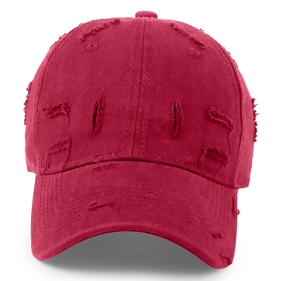 Stock Solid Color Ripped Cotton 6-Panel Baseball Cap 32