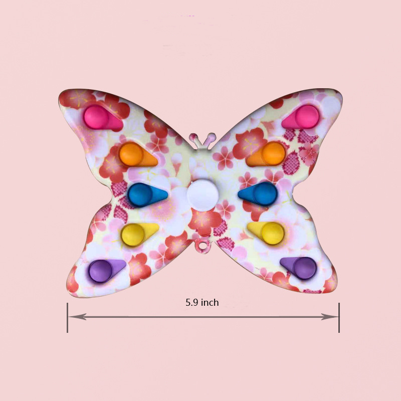 Butterfly-Shaped Kids Rotating Fidget Pop It w/10 Bubbles 2