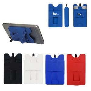 Silicone Cell Phone Wallet With Stylus Stand And Adhesive Back For Cards 4