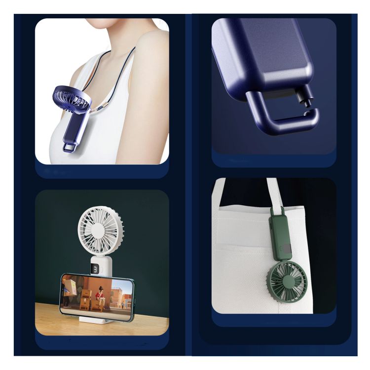 Portable Handheld Fan with Base and Carabiner 3