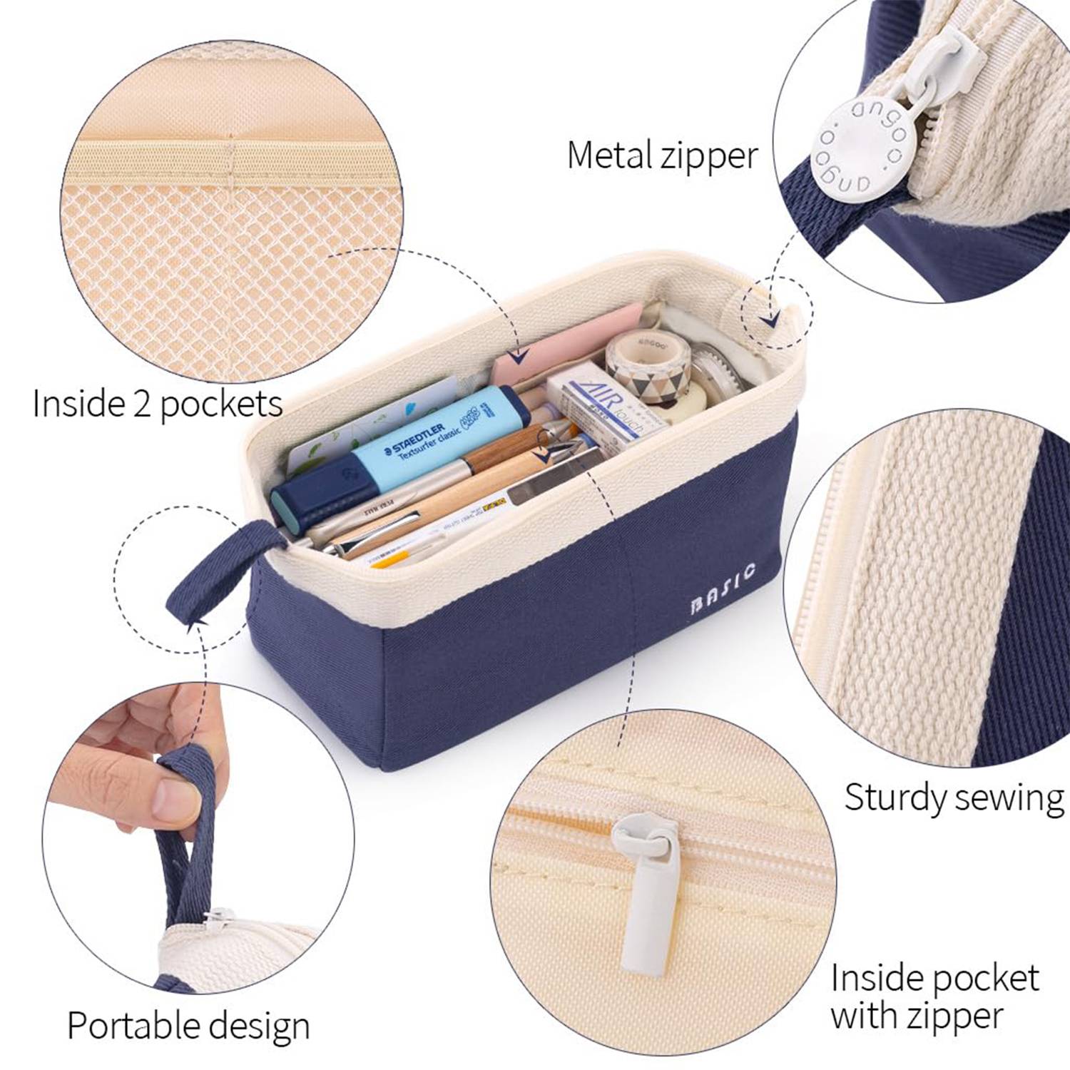 Big Capacity Pencil Pouch Portable Pen Bag School Supplies 2