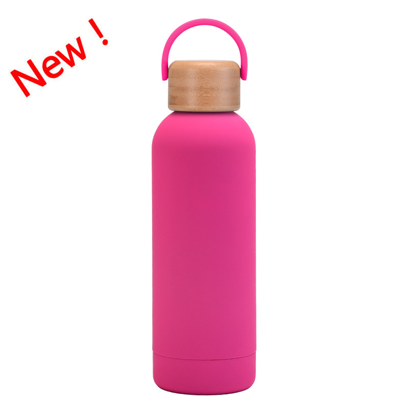 17 oz. Double Wall Stainless Steel Water Bottle w/ Bamboo Lid 25