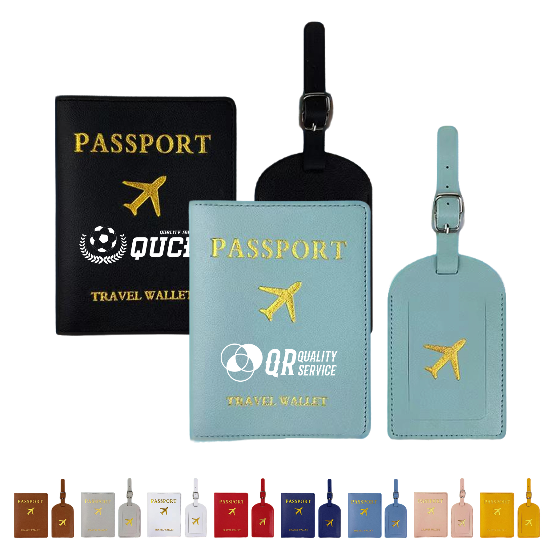 Debossed Rfid-Blocking PU Passport Cover & Luggage Tag Set 2