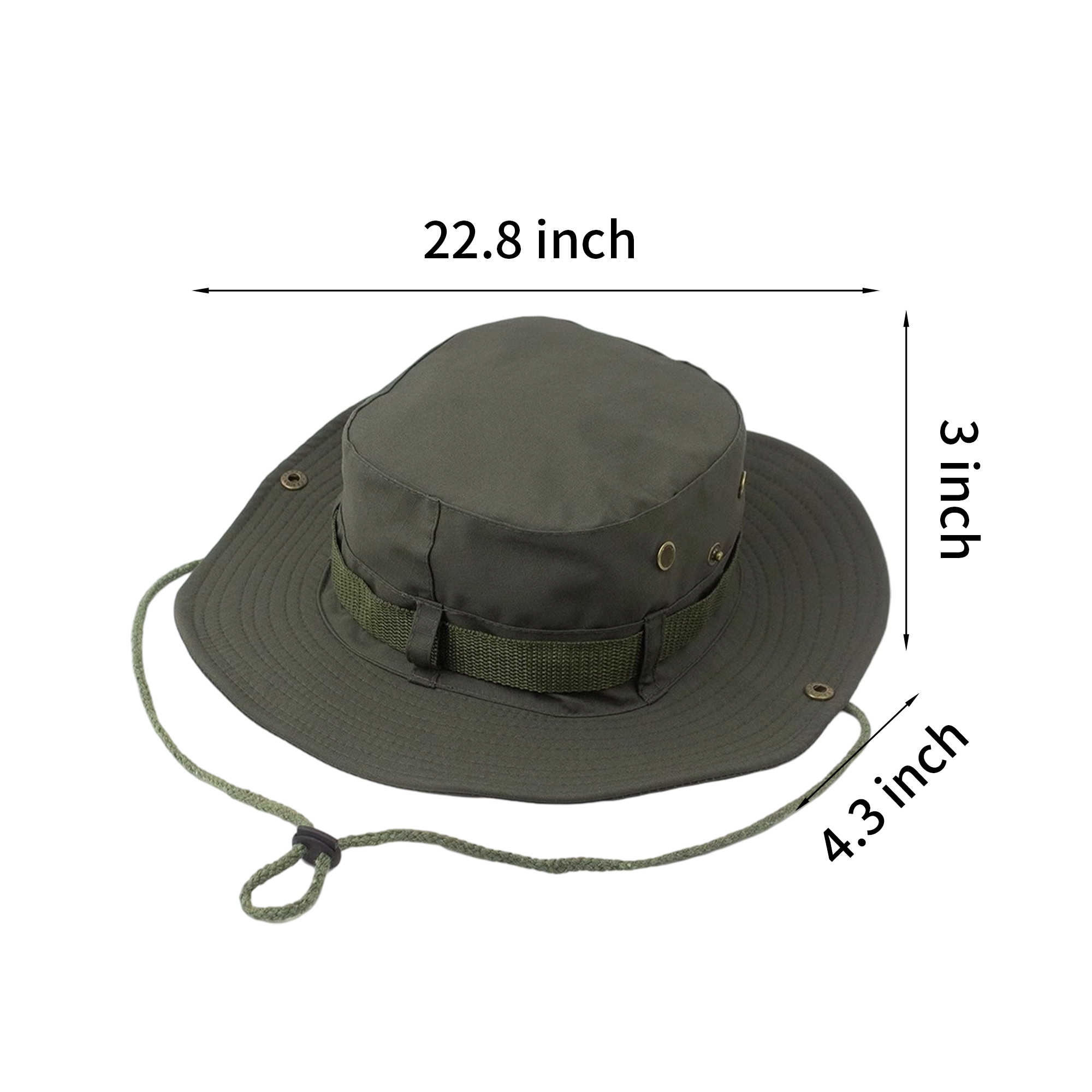 Cotton Wide Brim Boonie Hat With Chin Cord And Ventilation Mesh 5