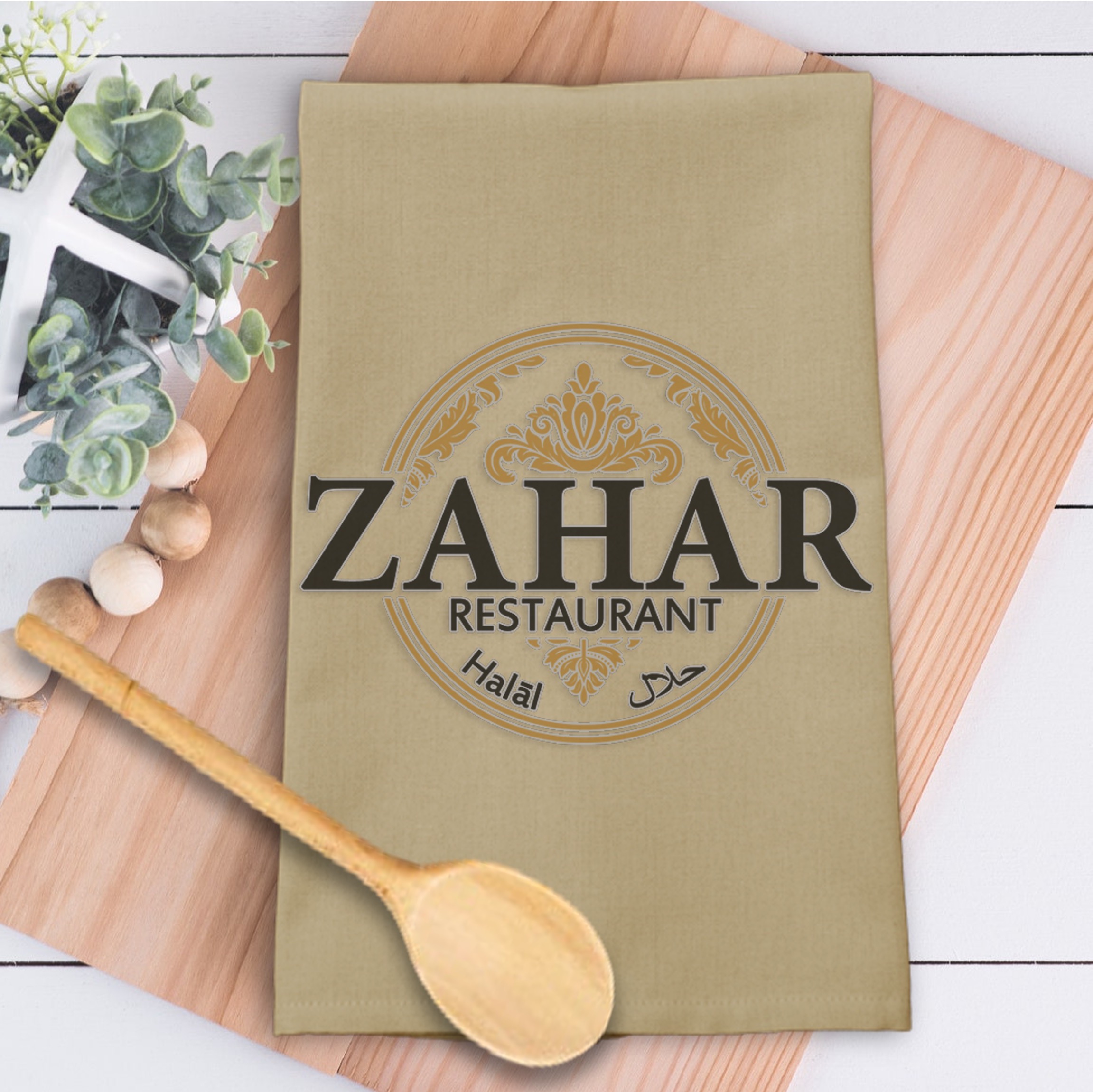 Wheat Solid Plain Weave Kitchen Towel with Custom Print 6