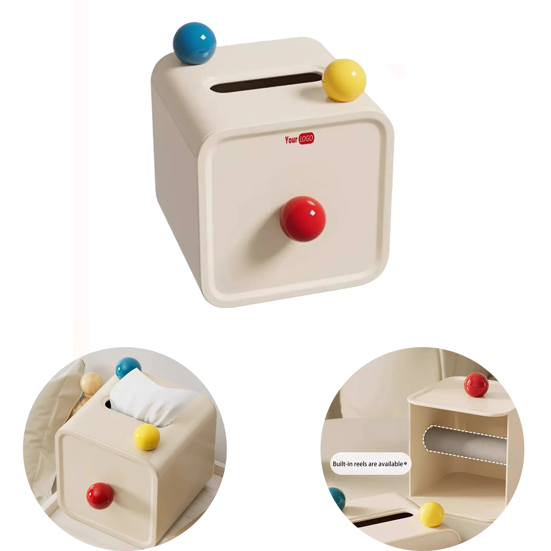 Plastic Creamy Cute Colored Ball Roll Carton 4