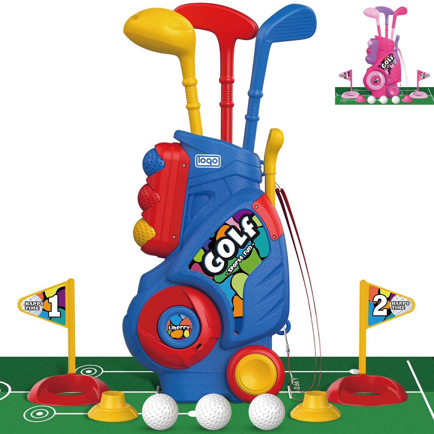 Fun Kids Golf Toy Set W/ Putting Mat 4