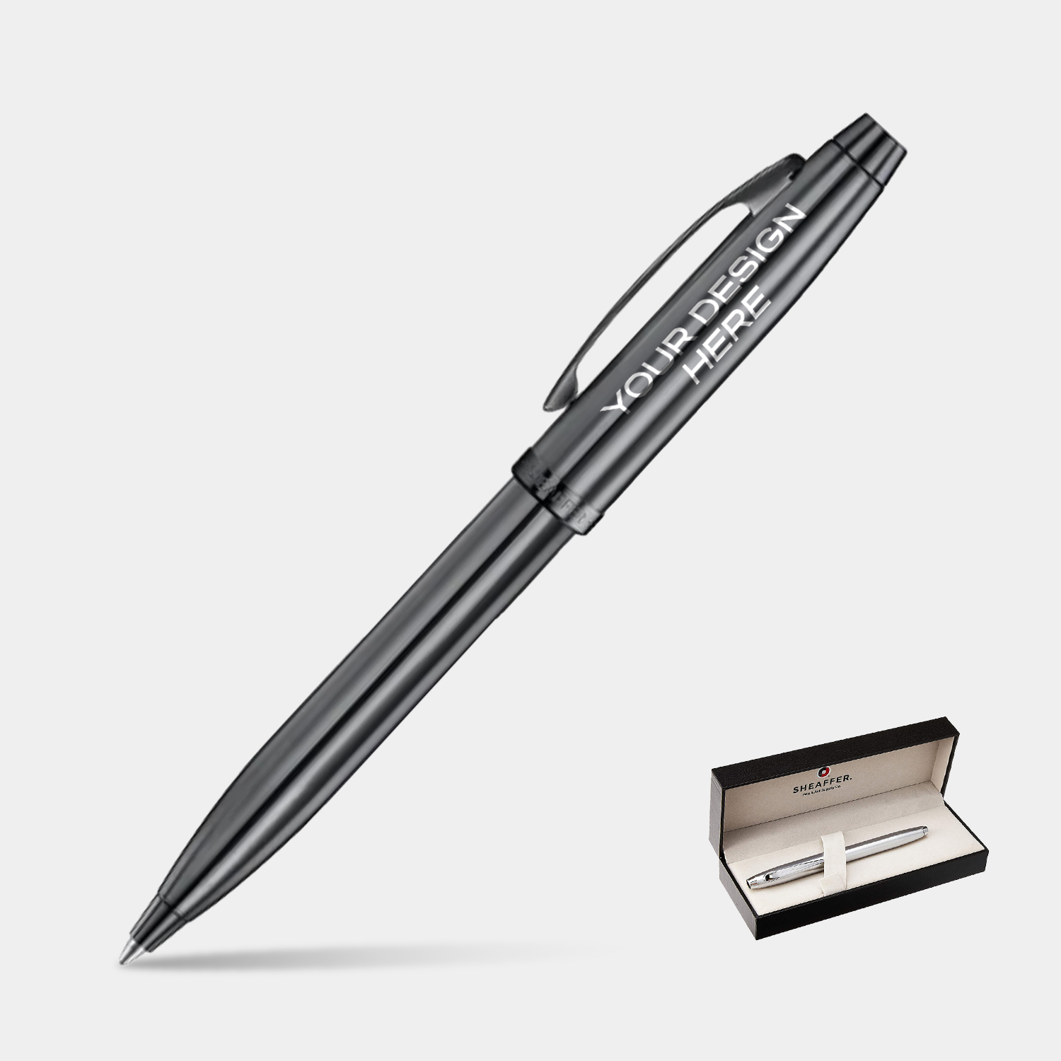SHEAFFER® 100 Ionic Gunmetal Grey PVD Trim Executive Ballpoint Pen w/ Gift Box 2