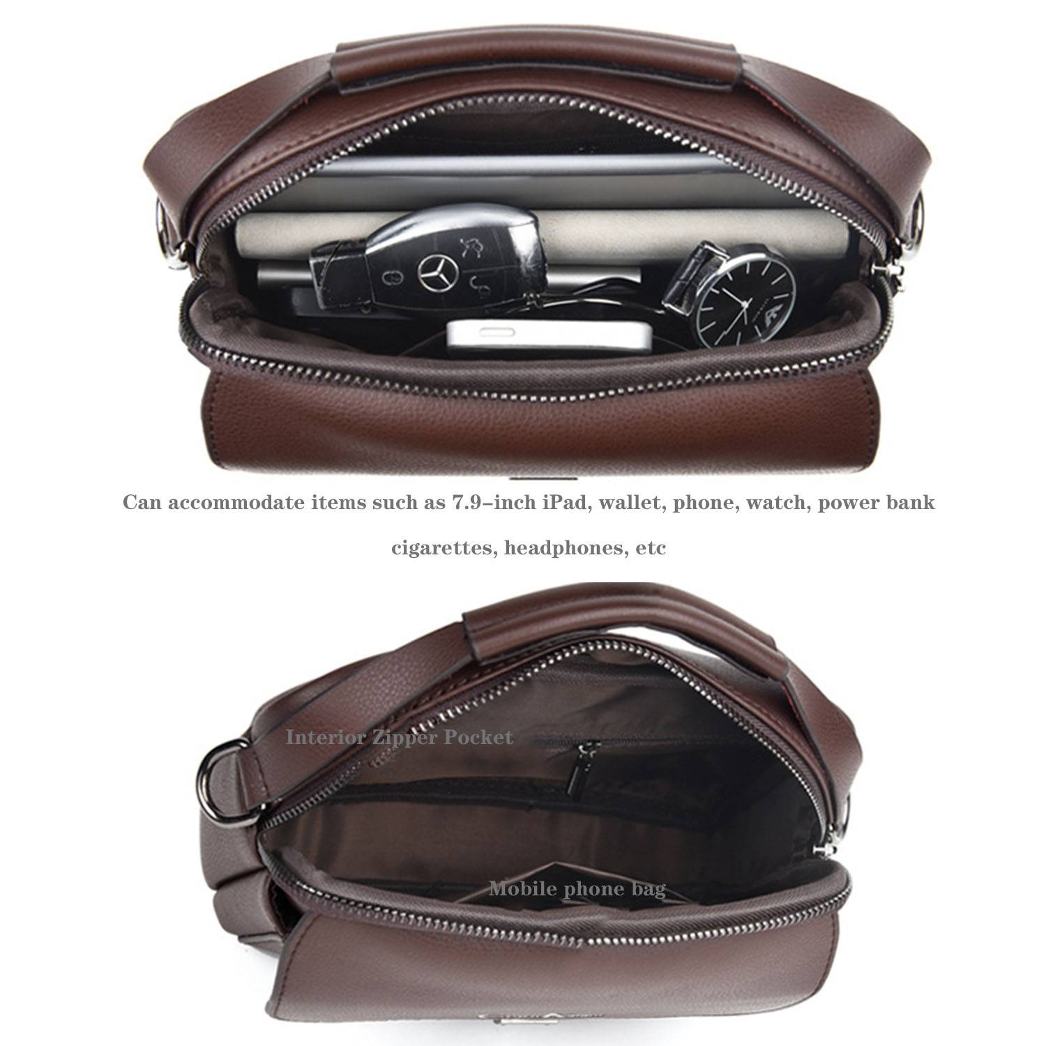 PU Leather Business Briefcase Crossbody Bag 3