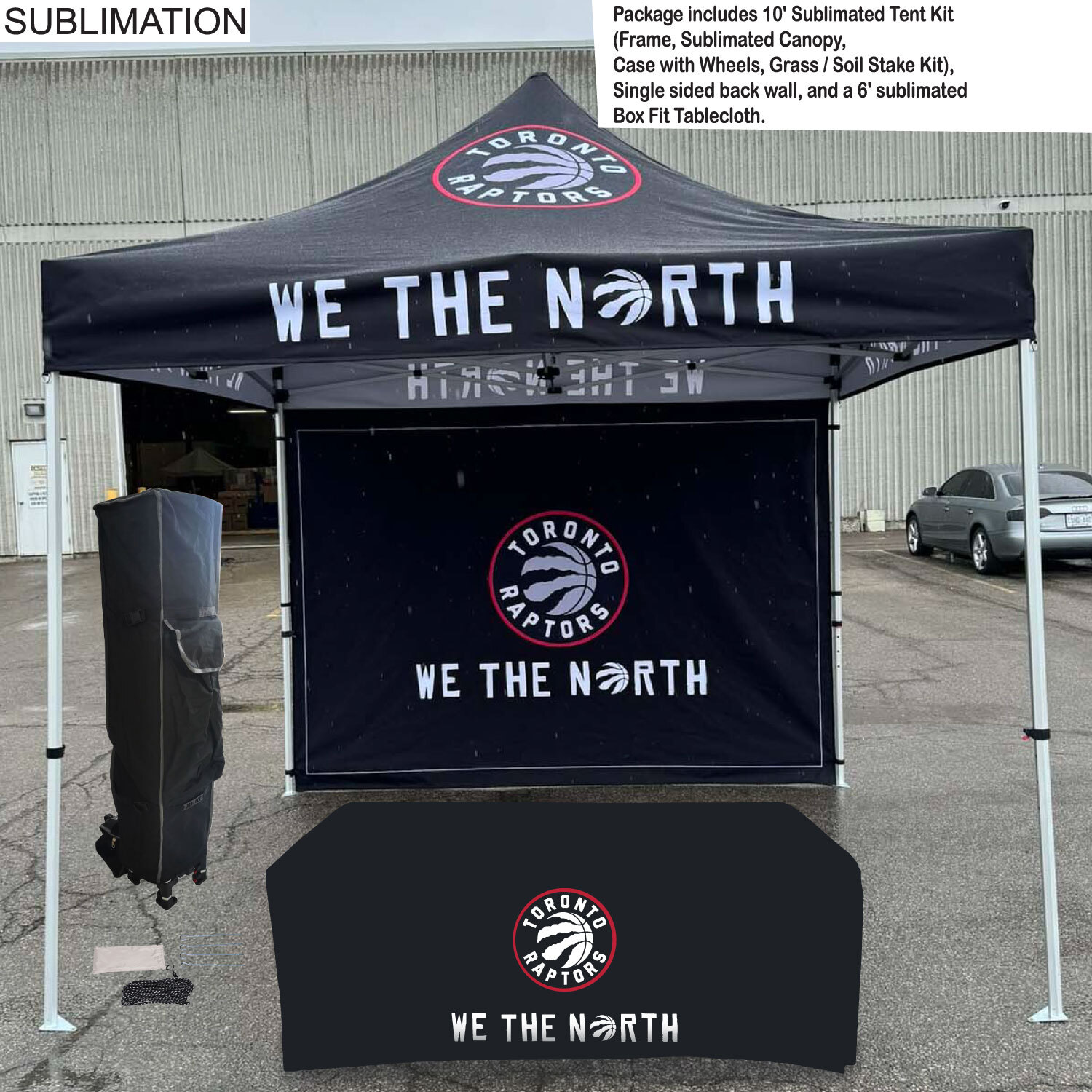 24Hr Express Ship - Deluxe Event Package, 10' Tent kit, Single sided backwall, 6' Box Fit Tablecloth 24