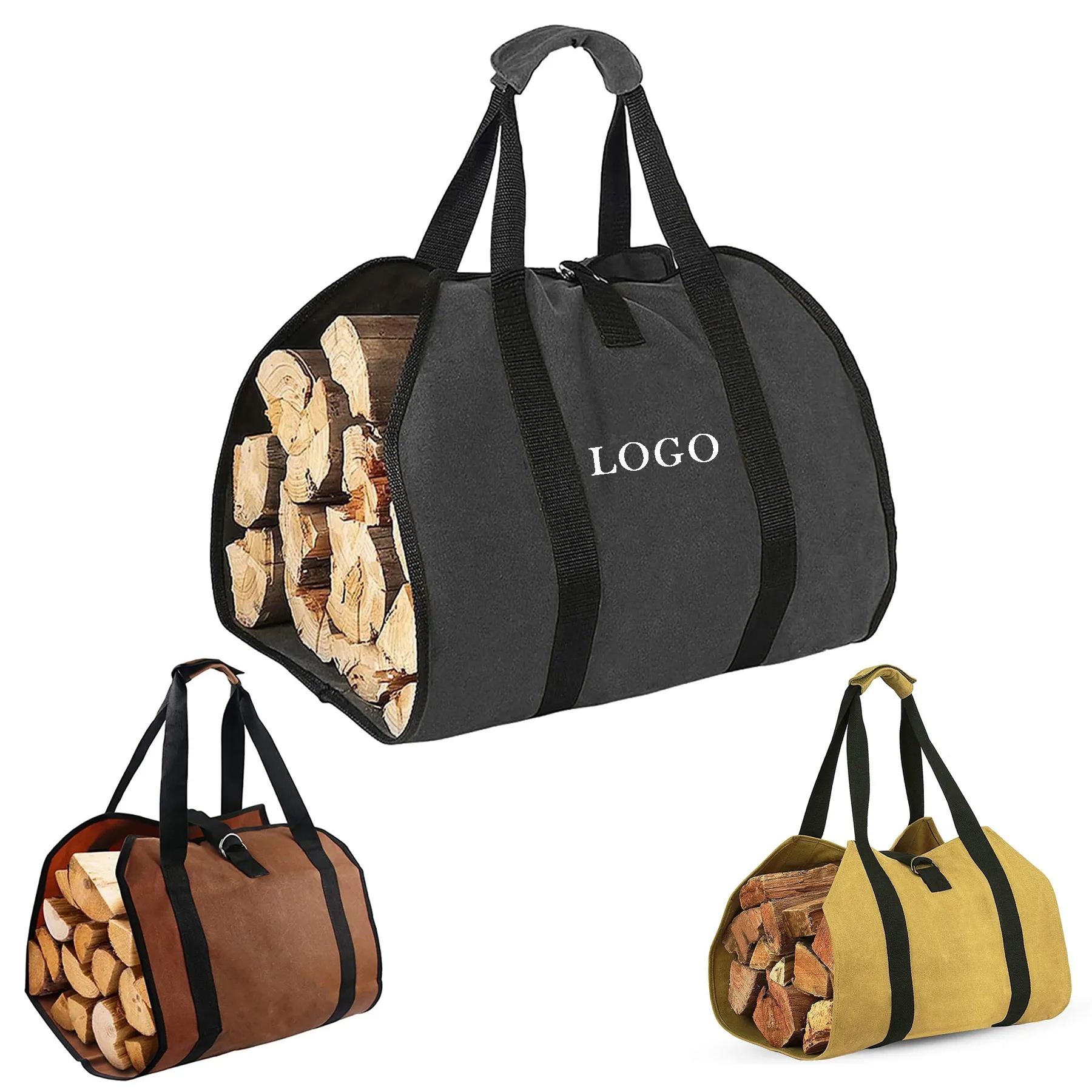 Outdoor Waterproof Canvas Log Firewood Carrier Bag 1