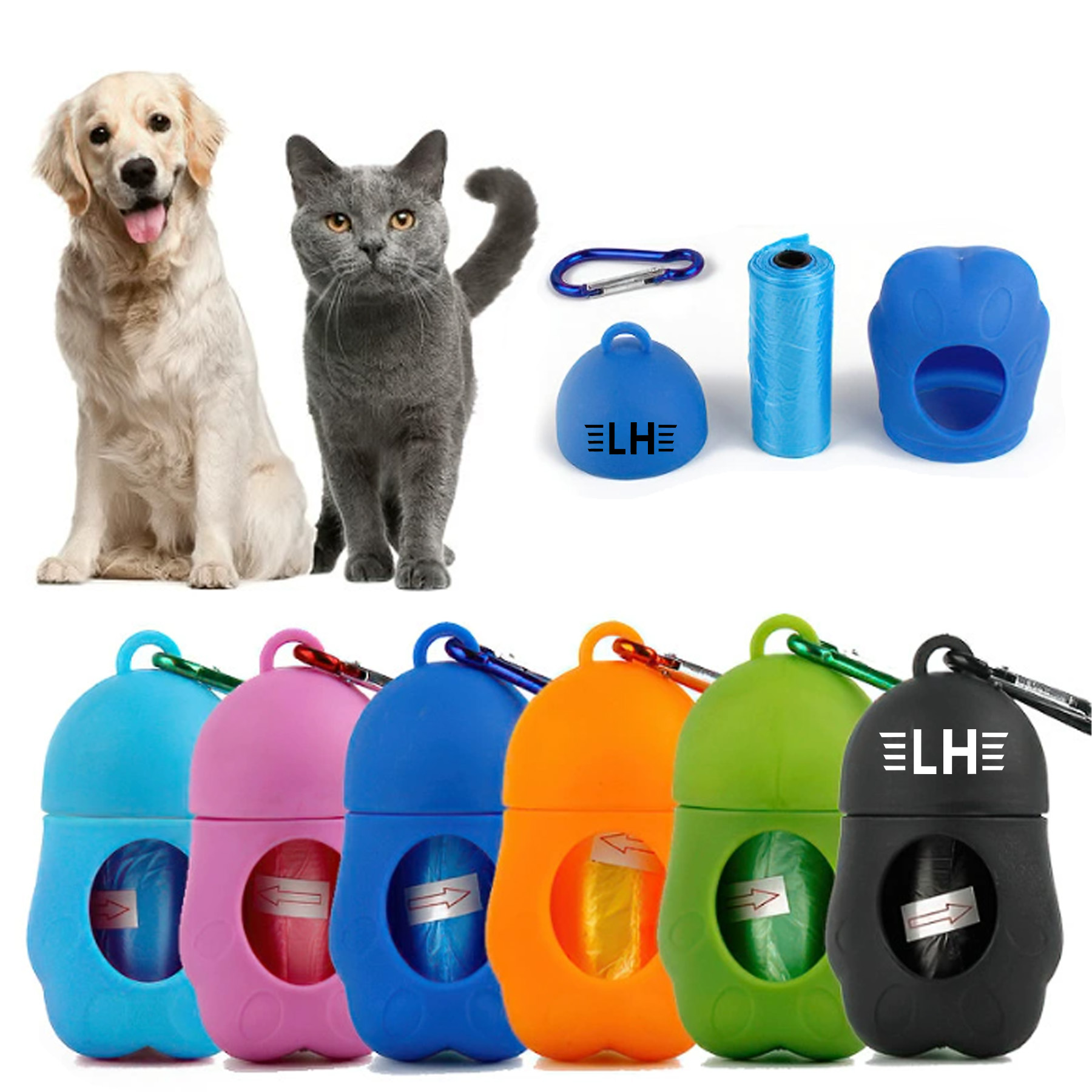 Portable Doggy Poo Bag Dispenser with Metal Carabiner Clip 2
