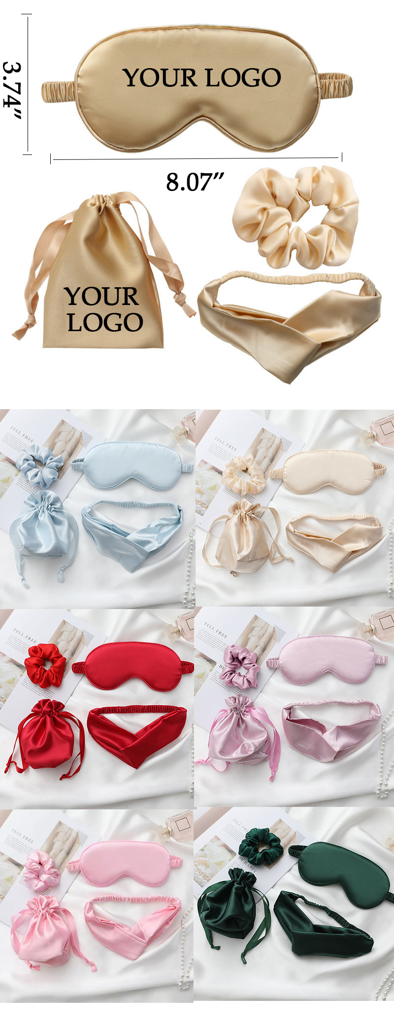 Silk Sleep Eye Mask Headband And Purse Set 2