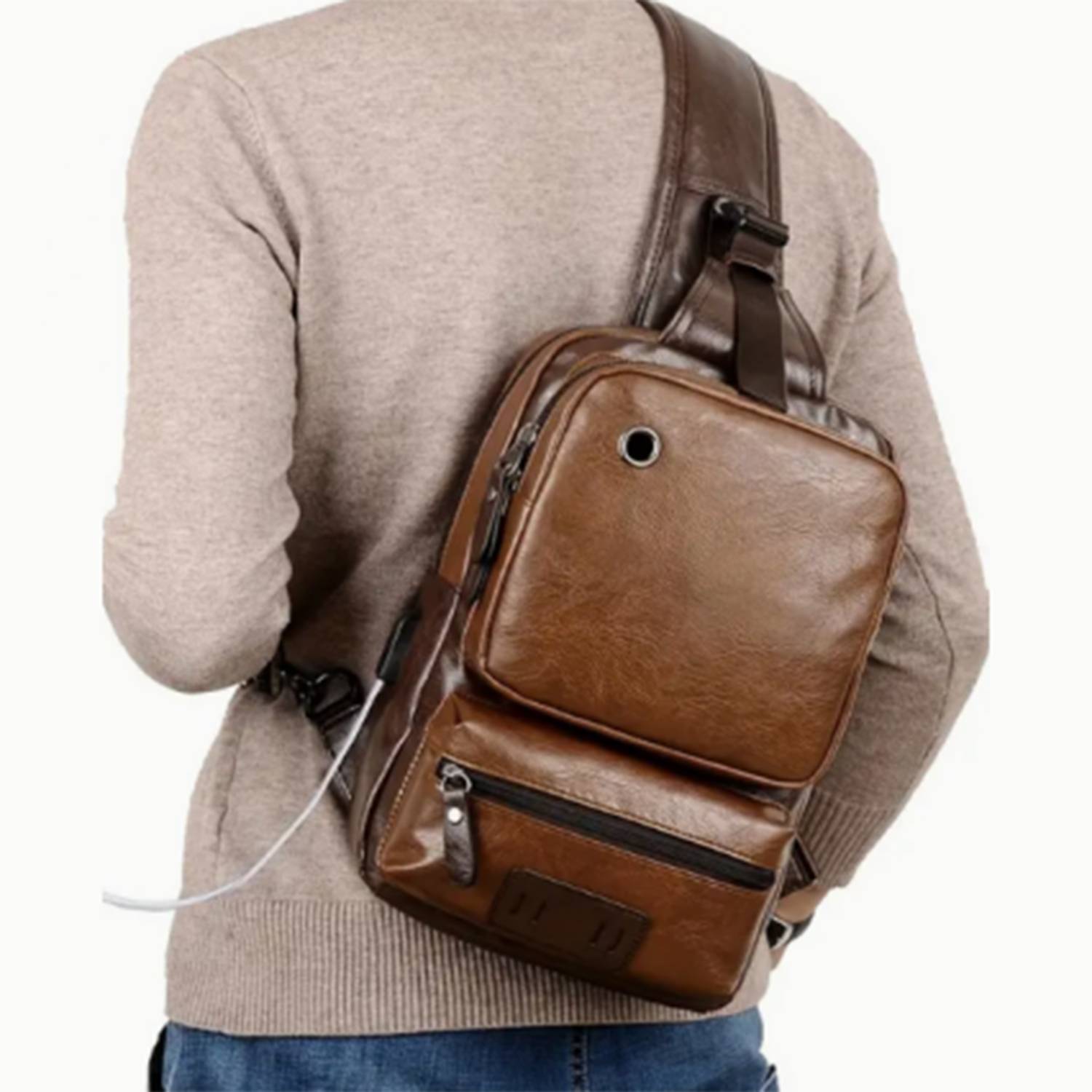 PU Leather Sling Backpack 5