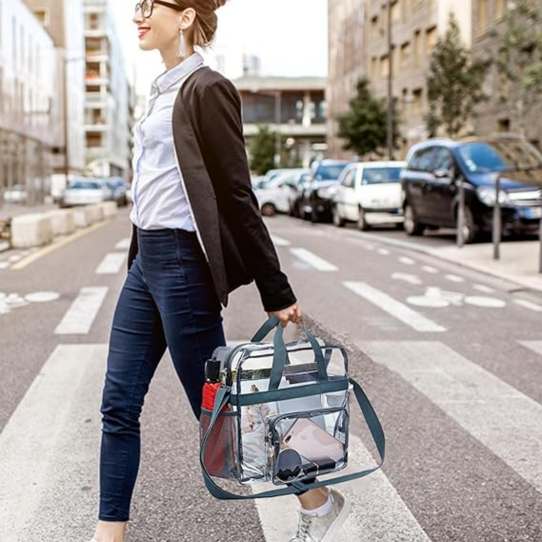 Stadium Approved Clear Tote Bag with Front Zipper Pocket 4