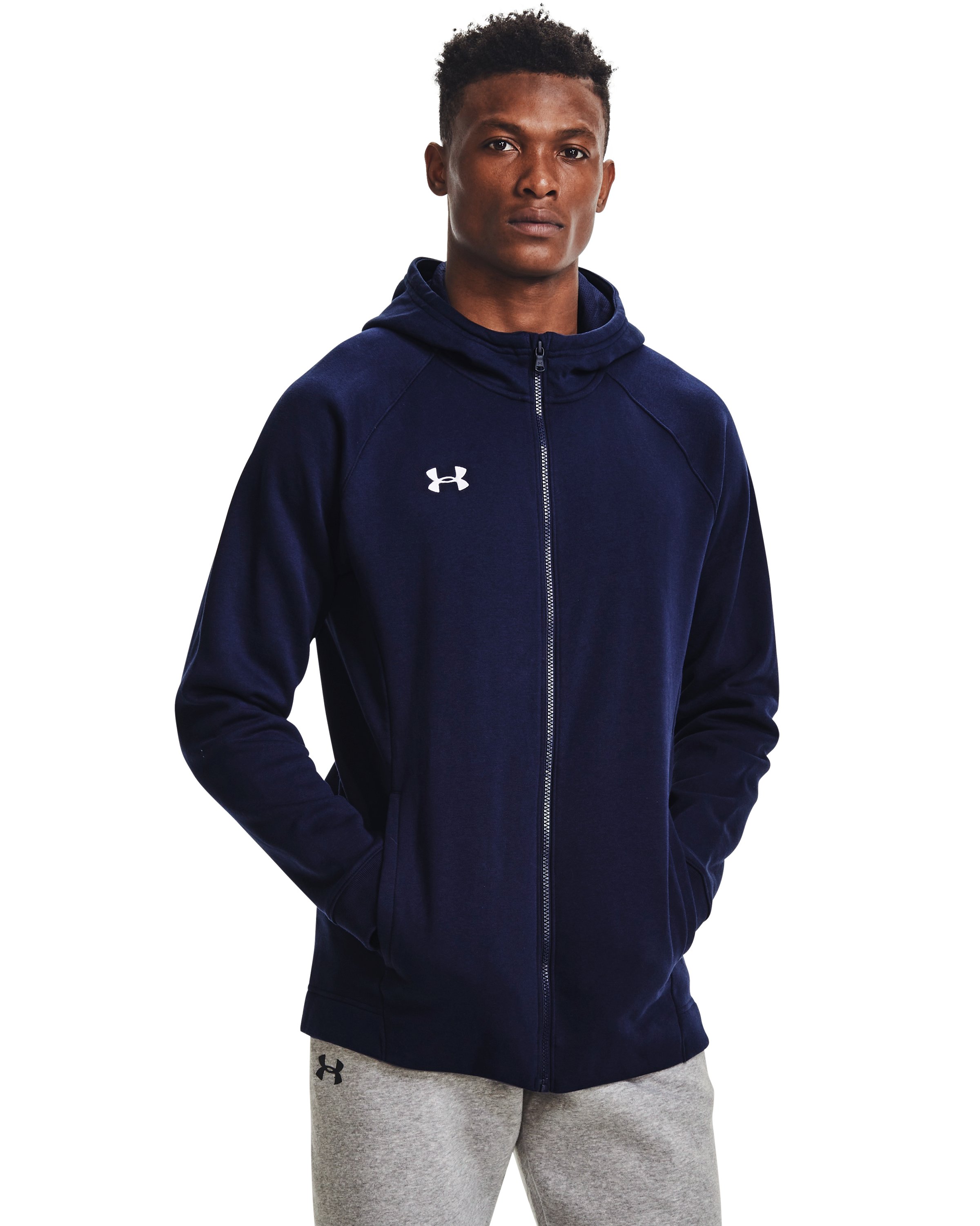 Men's UA Hustle Fleece Full Zip Hoodie, custom hoodie or sweatshirt with logo imprint 4