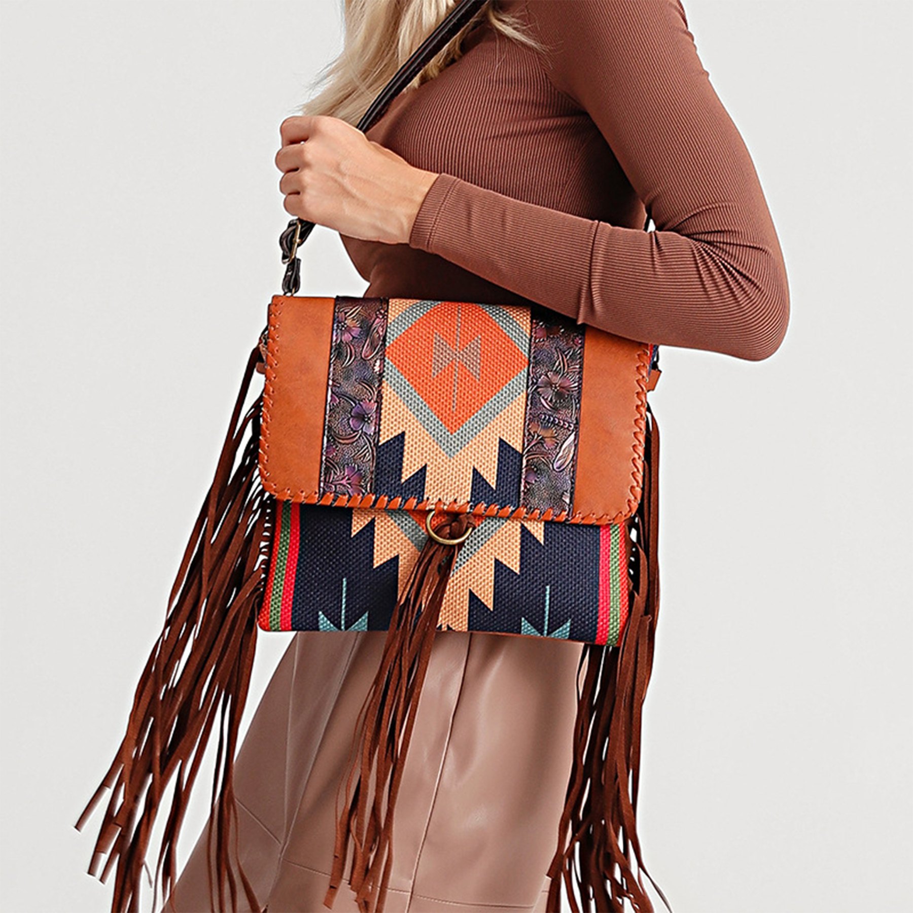 Cotton Colorful hand-woven cotton and linen cross-body bag 3