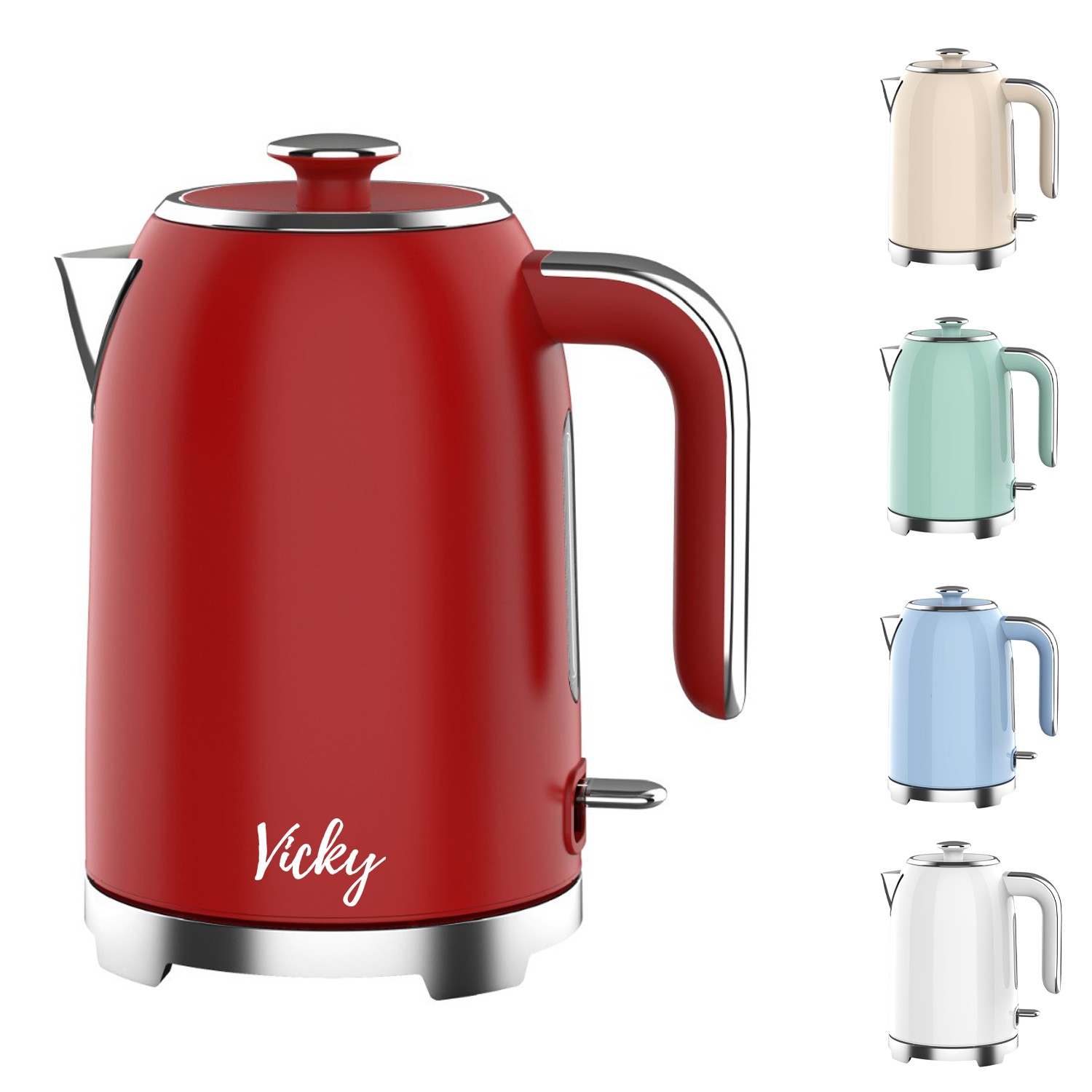 1.7L Retro Electric Kettle with Heat Resistant Handle