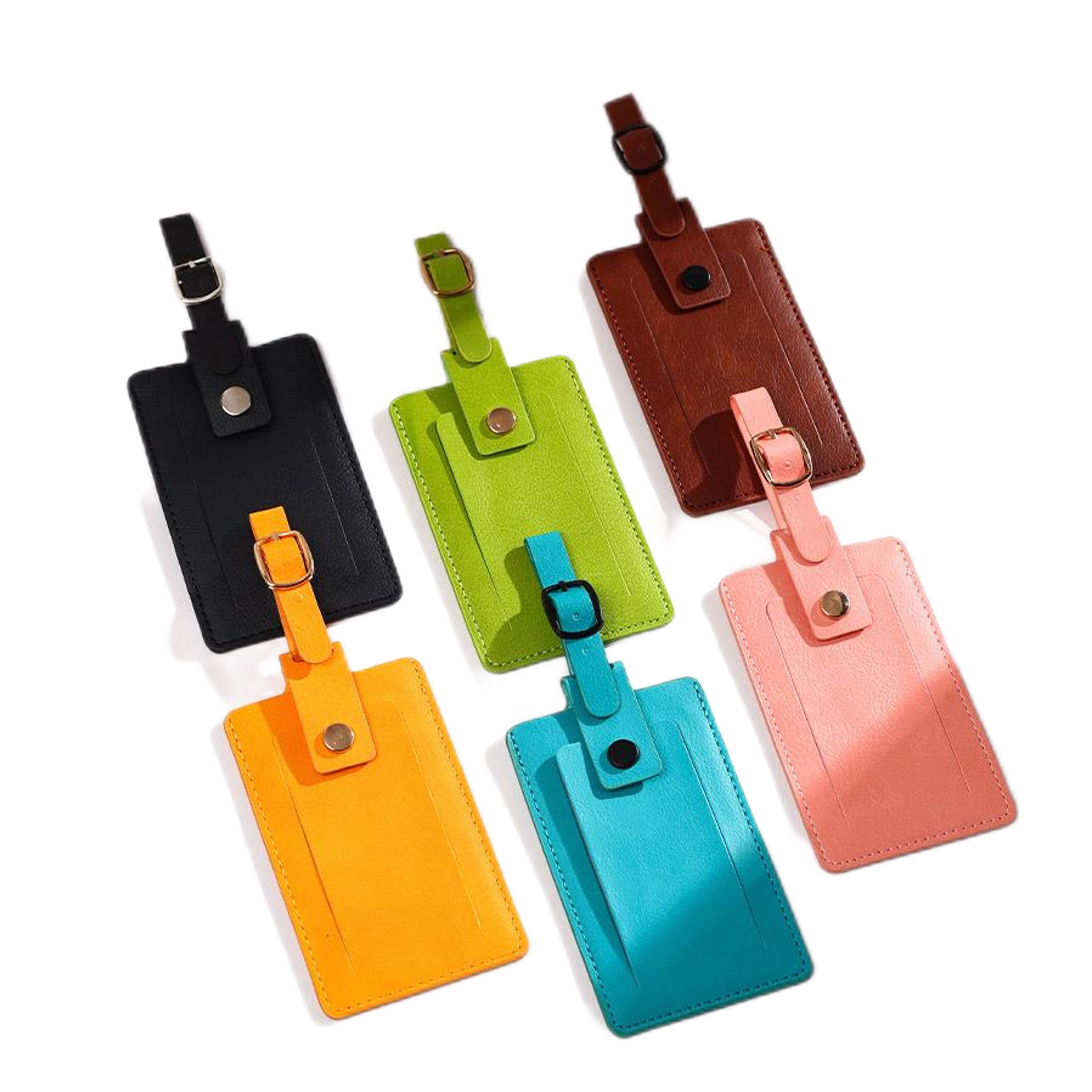 PU Leather Luggage Bag Tags with Snap 5