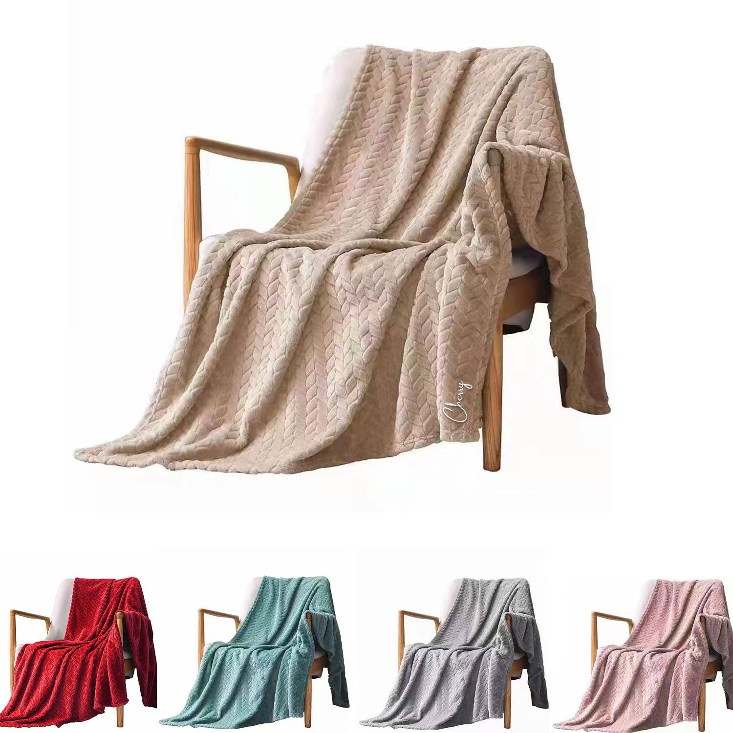 Flannel wheat ear pattern blanket 2