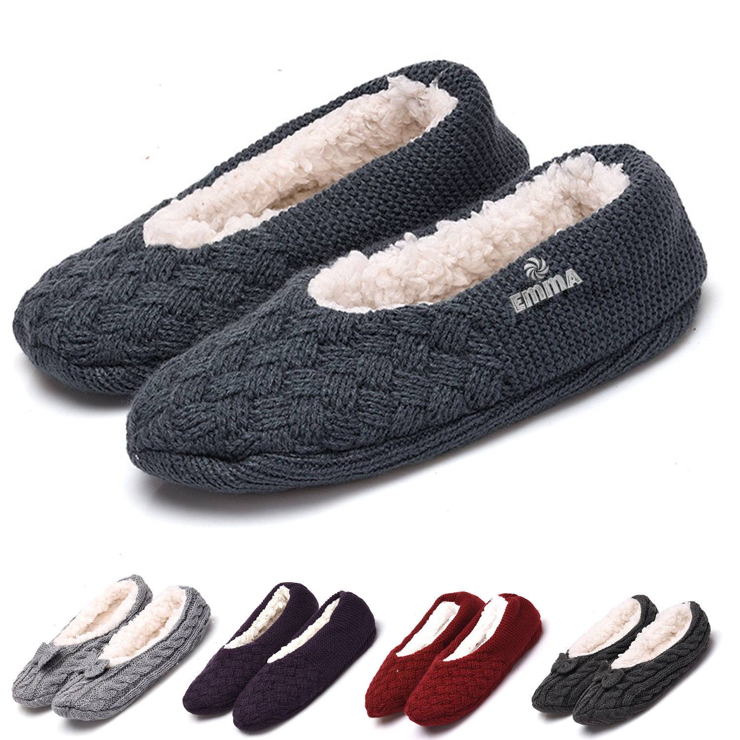 Women Thermal Soft Bowknot Fleece Slippers 2