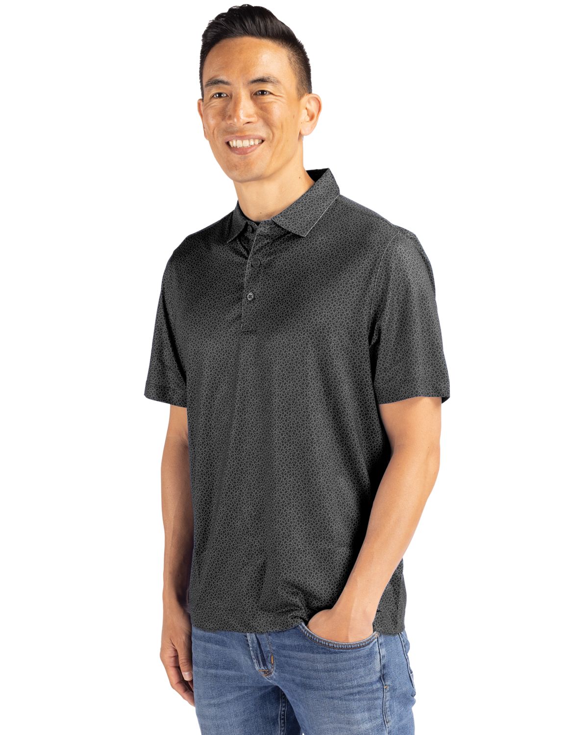 Pike Eco Pebble Print Stretch Recycled Mens Polo