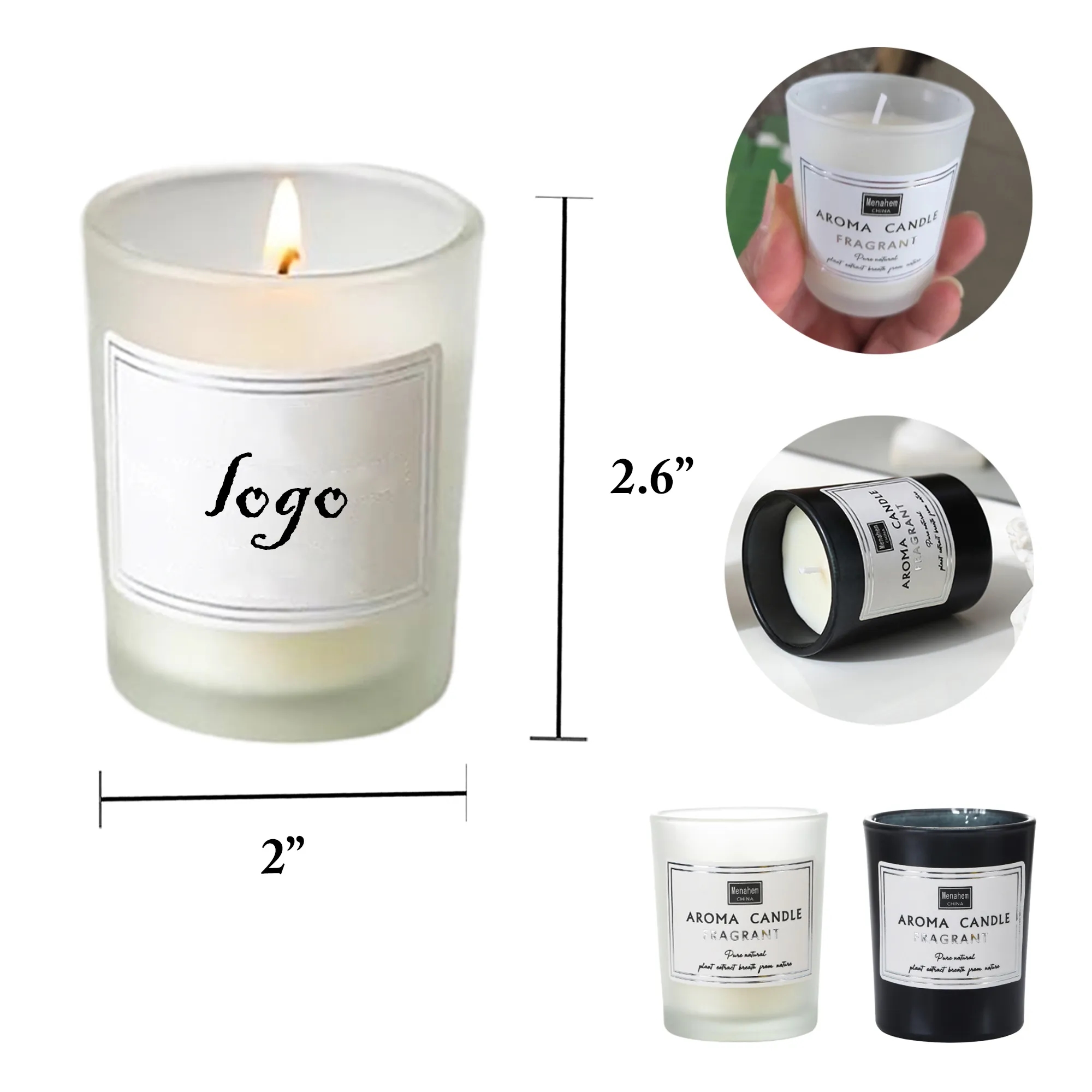 MOQ50 Plant Scented Soy Wax Candle Frosted Glass 4