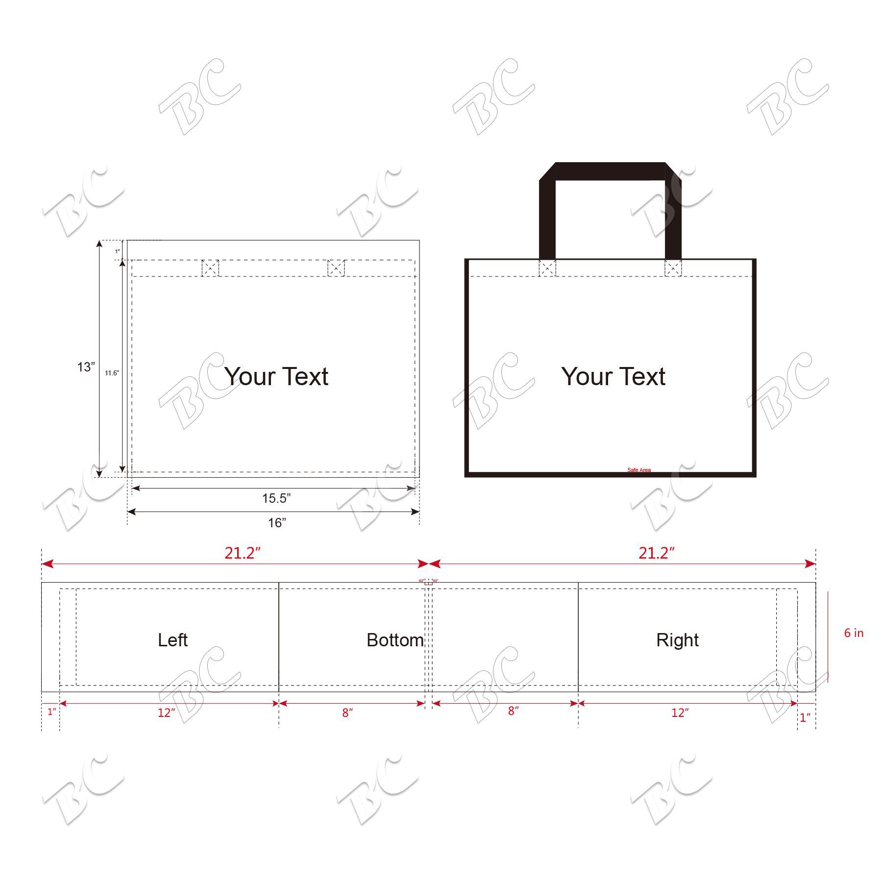 Free Shipping Color Trim Dye Sub TOTE BAGS 3