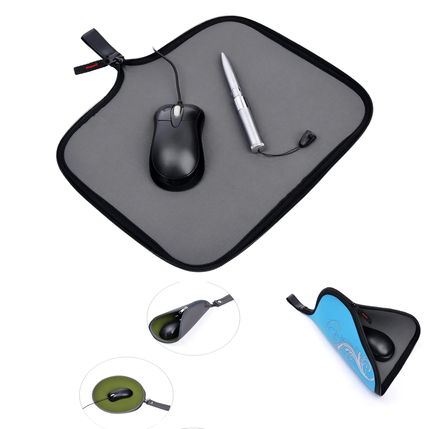 Waterproof Travel Zipper Folding Mouse Pad Pouch 3