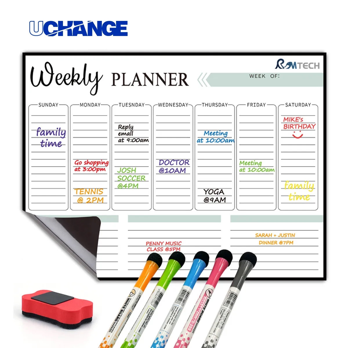 Magnetic Dry Erase Weekly Planner Set For Fridge 2