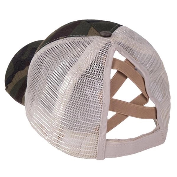 Washed Cotton Ponytail Baseball Mesh Cap 5