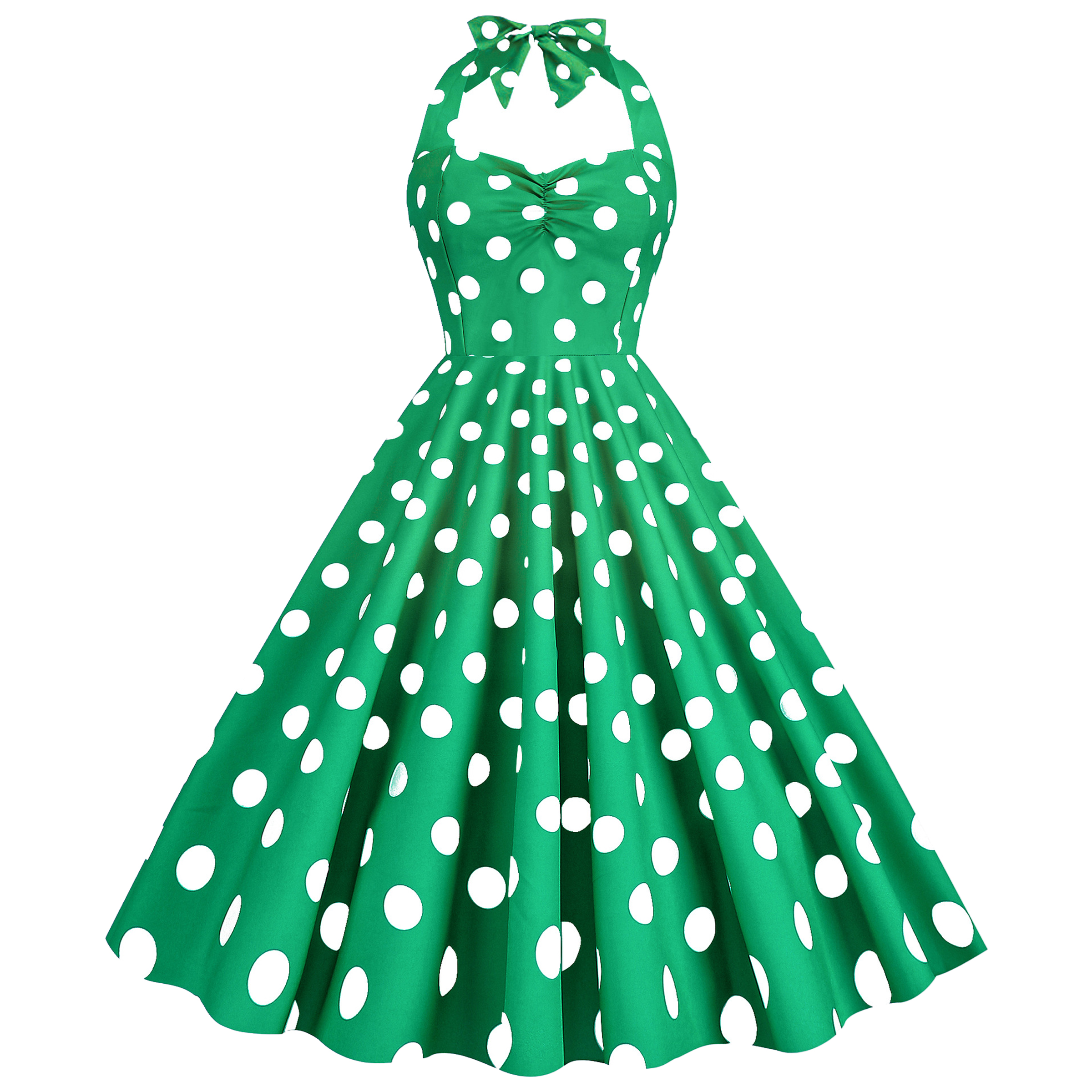 Polyester Retro Polka Dot Strapless Dress 8