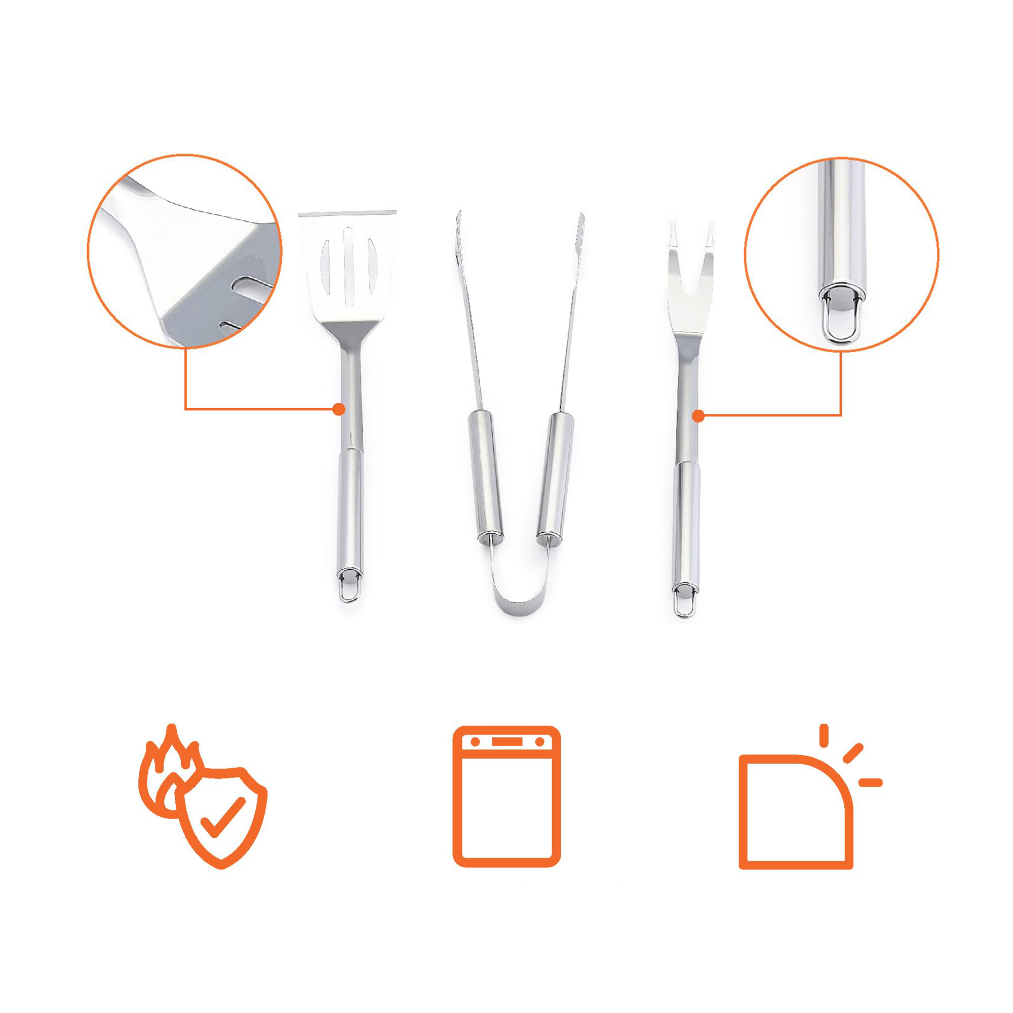 Stainless Steel BBQ Tool Set with Cloth Carrying Bag 1