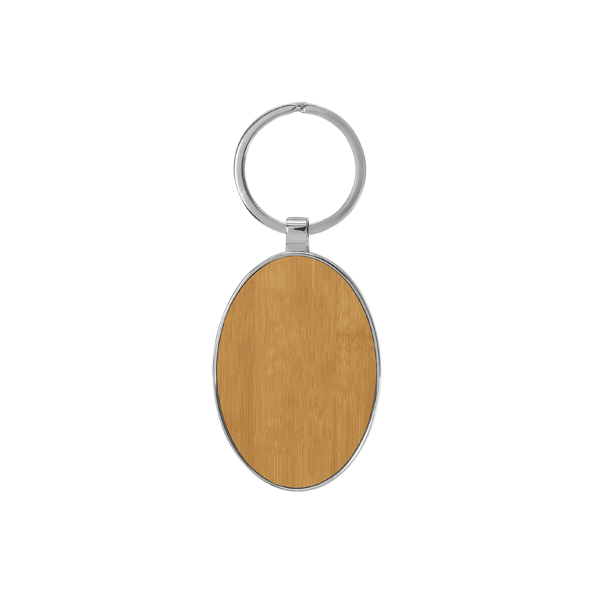 Bamboo Leatherette/Metal Oval Keychain 2