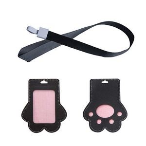 Adorable Paw Shaped PU Leather Card Holder With Lanyard 14