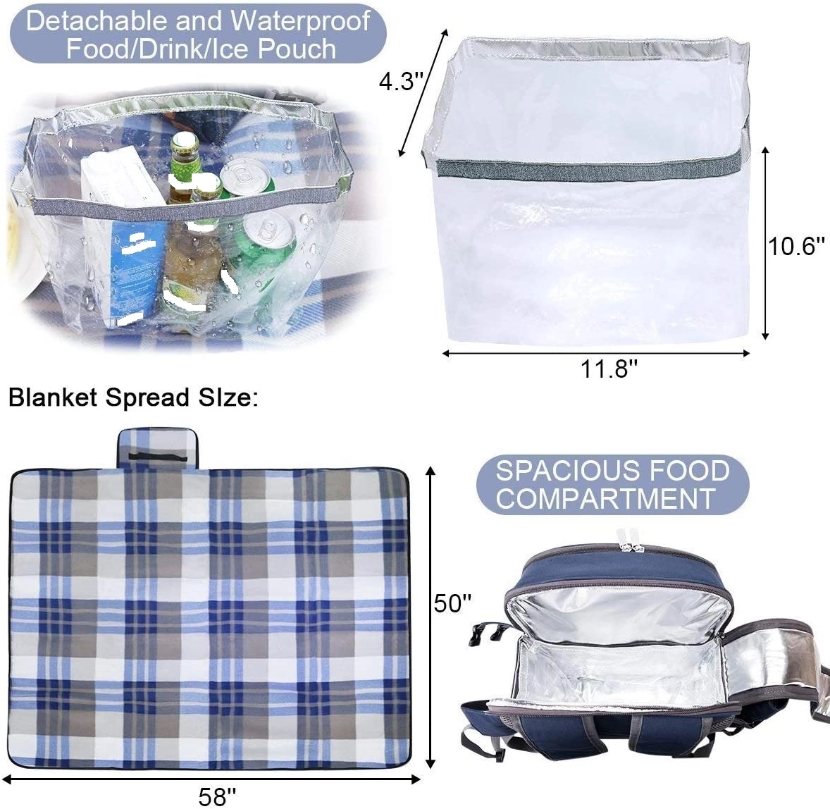 Insulated Cooler Picnic Backpack With Blanket 6